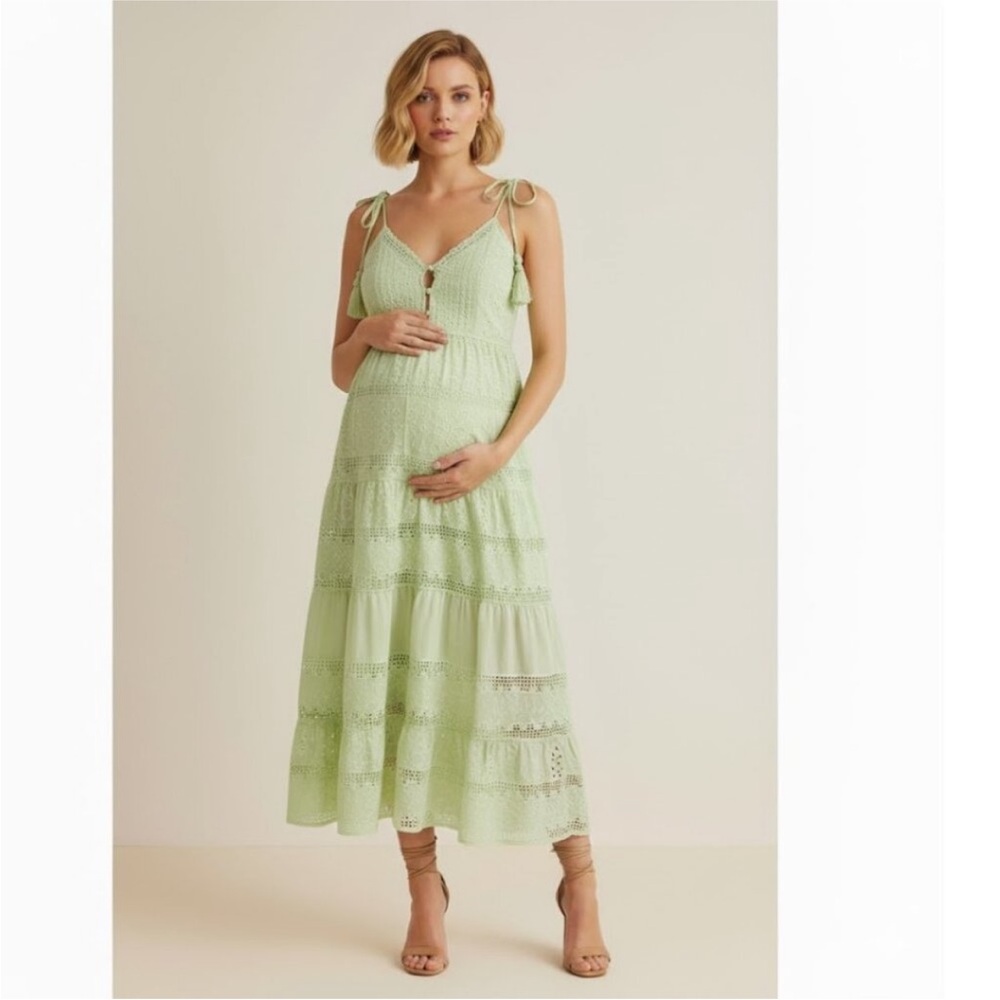 Emilia George Grace Maternity Midi Dress Medium Green